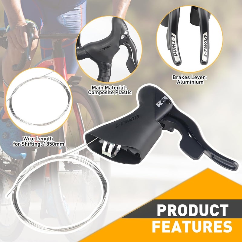 WEEROCK L-TWOO Road Bike Shift Lever 2x7/ 2x8/ 2x9/ 2x10 Speeds Road Bicycle Shifters with Brake Levers Compatible with Shimano - Image 5